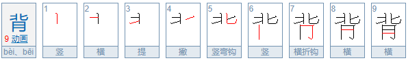 背字的笔顺笔画顺序