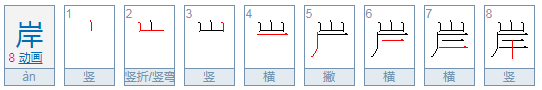 岸的笔顺笔画顺序