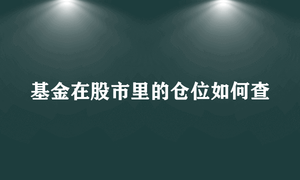 基金在股市里的仓位如何查