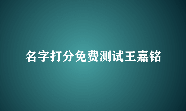 名字打分免费测试王嘉铭