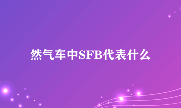 然气车中SFB代表什么