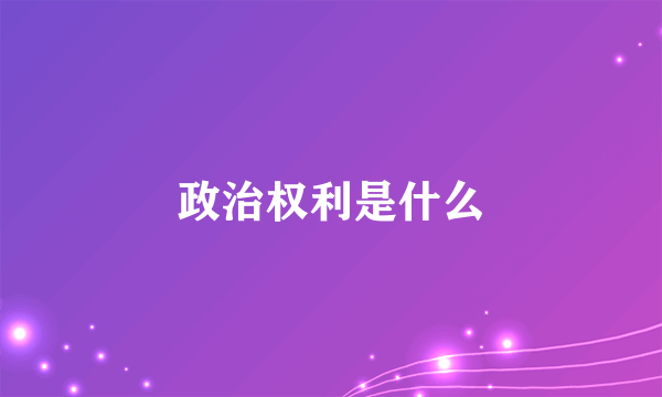 政治权利是什么