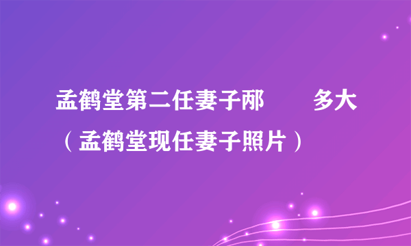 孟鹤堂第二任妻子邴禛禛多大（孟鹤堂现任妻子照片）