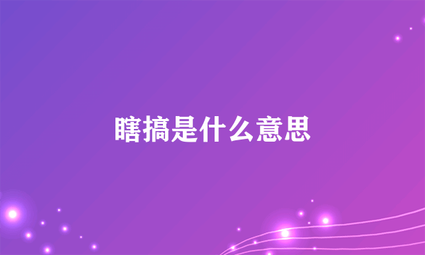 瞎搞是什么意思