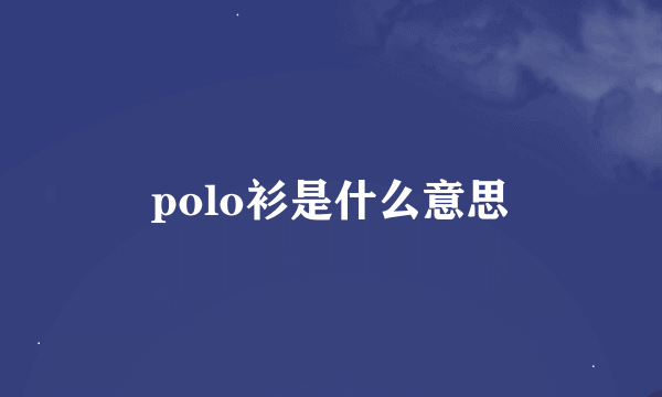 polo衫是什么意思