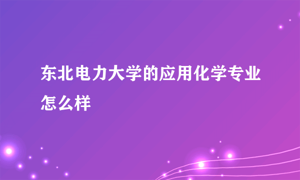 东北电力大学的应用化学专业怎么样