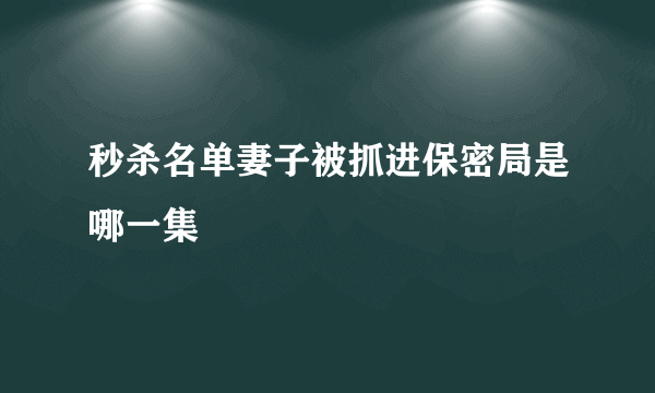 秒杀名单妻子被抓进保密局是哪一集