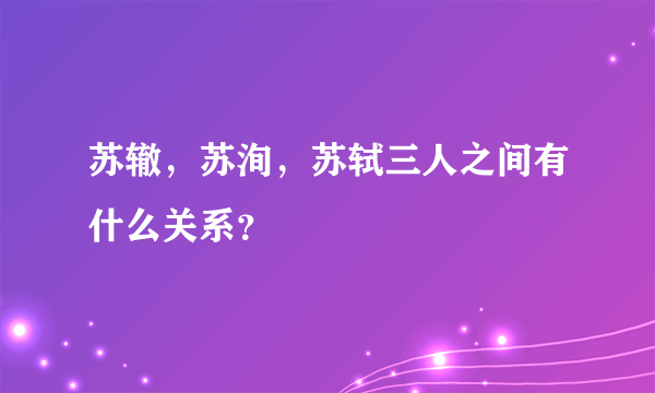 苏辙，苏洵，苏轼三人之间有什么关系？