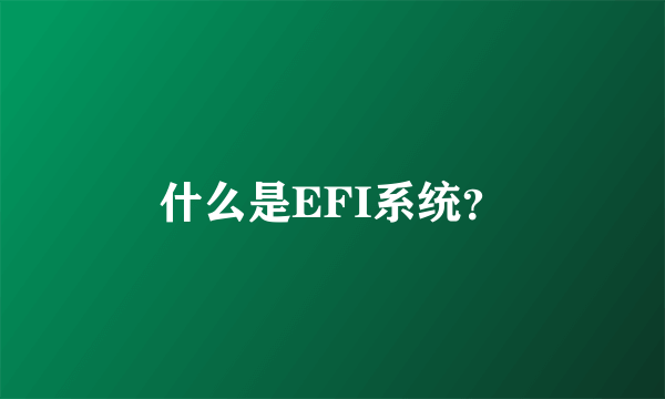 什么是EFI系统？