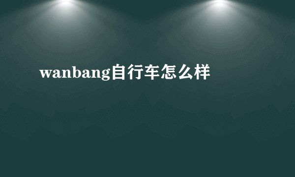 wanbang自行车怎么样