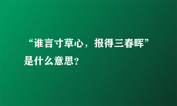 “谁言寸草心，报得三春晖”是什么意思？