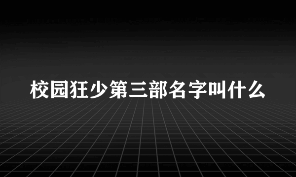 校园狂少第三部名字叫什么