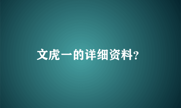 文虎一的详细资料？