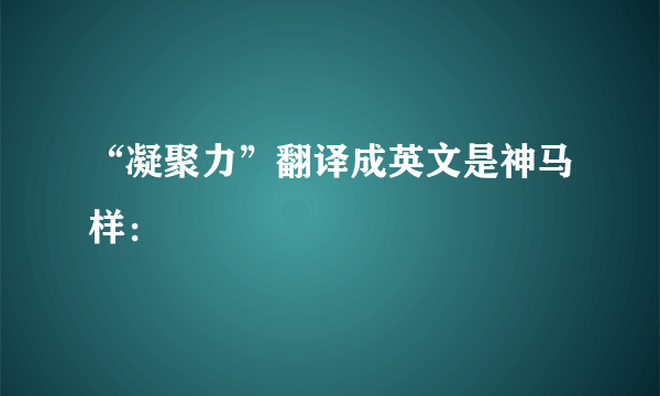 “凝聚力”翻译成英文是神马样：