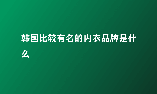 韩国比较有名的内衣品牌是什么