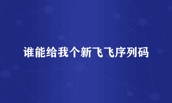 谁能给我个新飞飞序列码