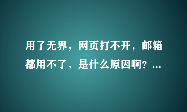 用了无界，网页打不开，邮箱都用不了，是什么原因啊？要怎么解决呢？