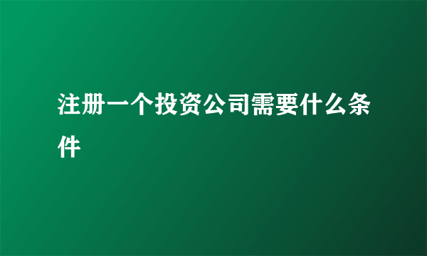 注册一个投资公司需要什么条件