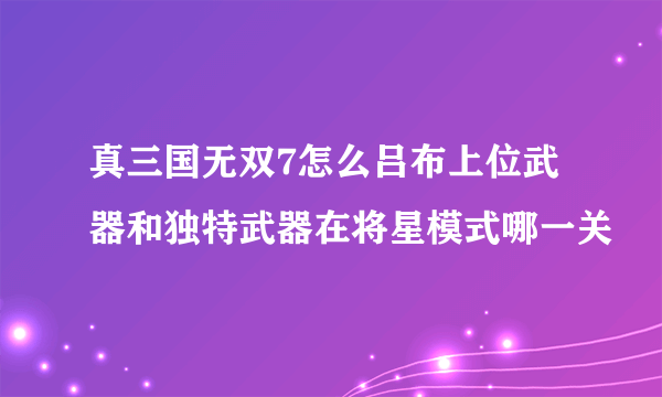 真三国无双7怎么吕布上位武器和独特武器在将星模式哪一关