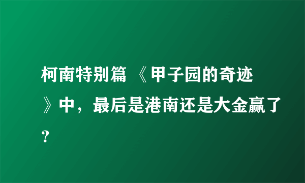 柯南特别篇 《甲子园的奇迹》中，最后是港南还是大金赢了？