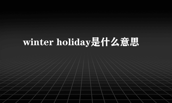 winter holiday是什么意思