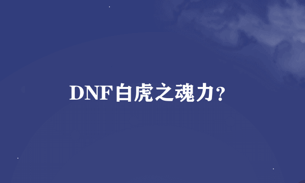 DNF白虎之魂力？