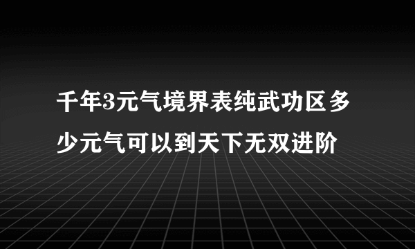 千年3元气境界表纯武功区多少元气可以到天下无双进阶