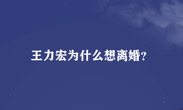 王力宏为什么想离婚？