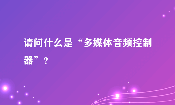 请问什么是“多媒体音频控制器”？