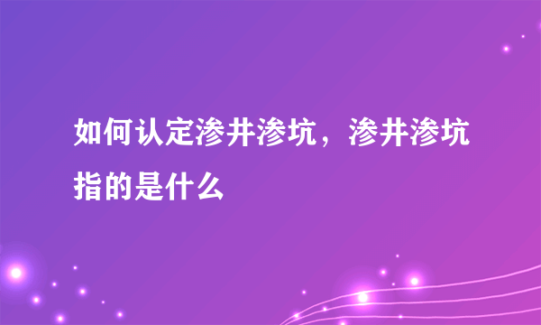 如何认定渗井渗坑，渗井渗坑指的是什么