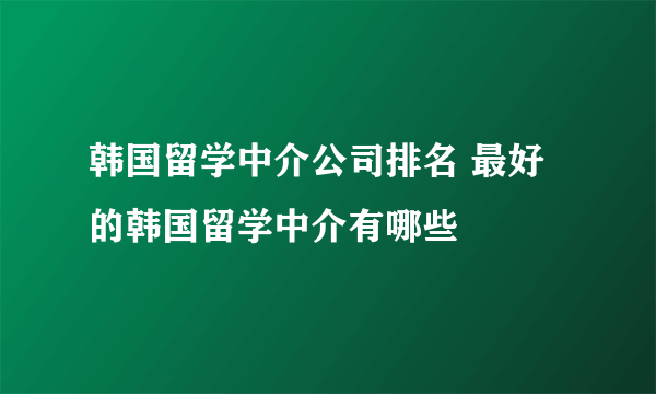 韩国留学中介公司排名 最好的韩国留学中介有哪些