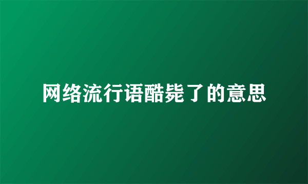 网络流行语酷毙了的意思