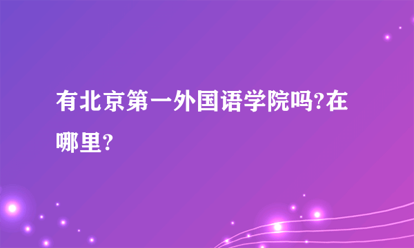 有北京第一外国语学院吗?在哪里?