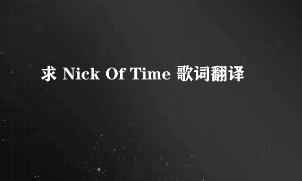 求 Nick Of Time 歌词翻译