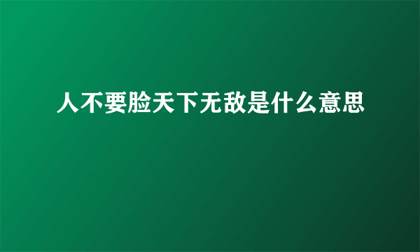 人不要脸天下无敌是什么意思