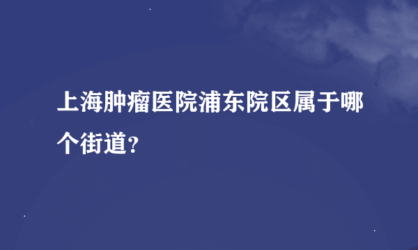 上海肿瘤医院浦东院区属于哪个街道？