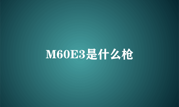 M60E3是什么枪