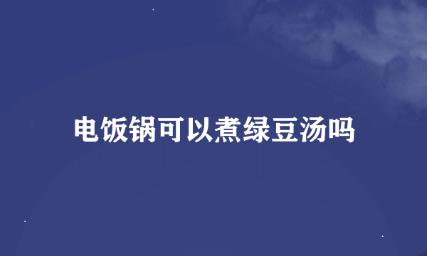 电饭锅可以煮绿豆汤吗