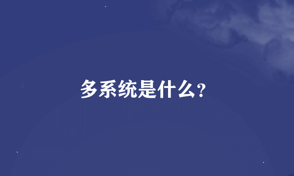 多系统是什么？