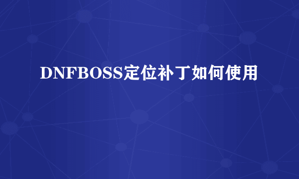 DNFBOSS定位补丁如何使用