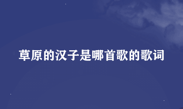 草原的汉子是哪首歌的歌词