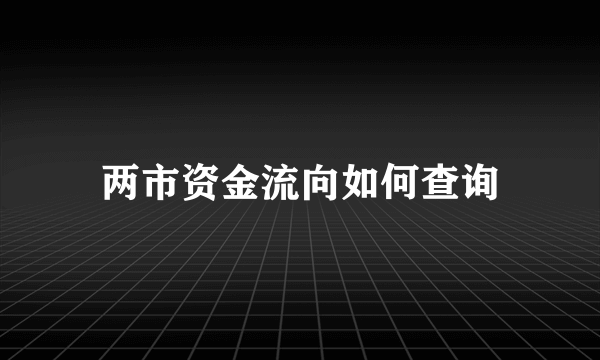 两市资金流向如何查询