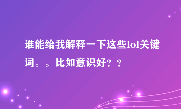 谁能给我解释一下这些lol关键词。。比如意识好？？