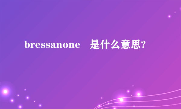 bressanone   是什么意思?