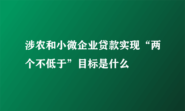 涉农和小微企业贷款实现“两个不低于”目标是什么