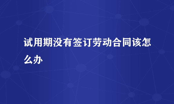 试用期没有签订劳动合同该怎么办