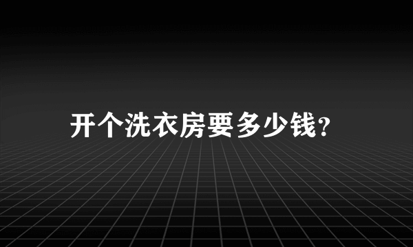 开个洗衣房要多少钱？