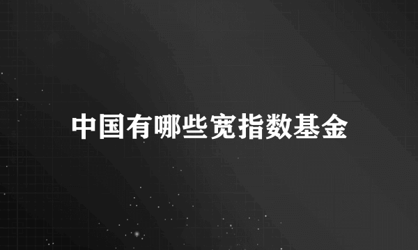 中国有哪些宽指数基金