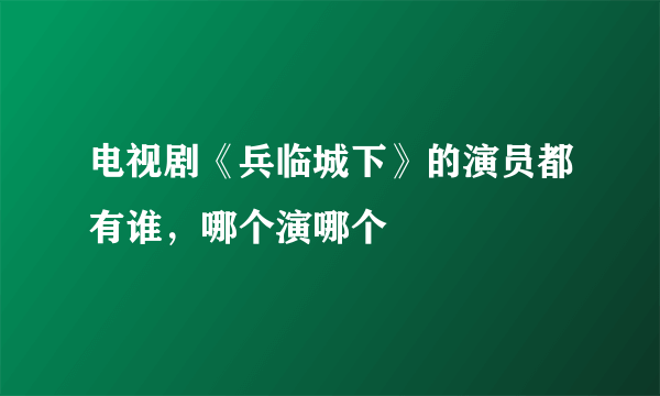 电视剧《兵临城下》的演员都有谁，哪个演哪个