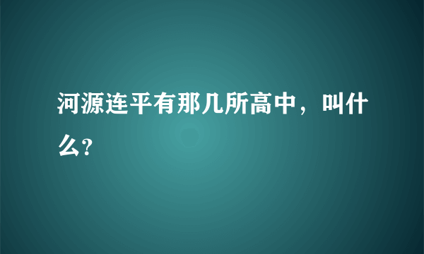 河源连平有那几所高中，叫什么？